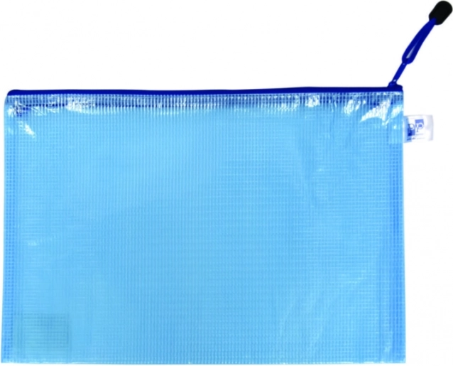 Carpeta con cremallera A4 azul, mallada