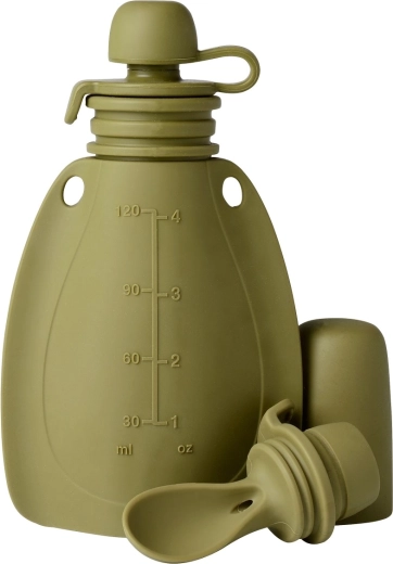 MININOR bolsita de silicona rellenable con cuchara Moss Green
