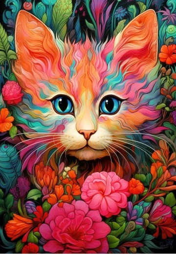 Puzzle Gatito y flores de 1000 piezas