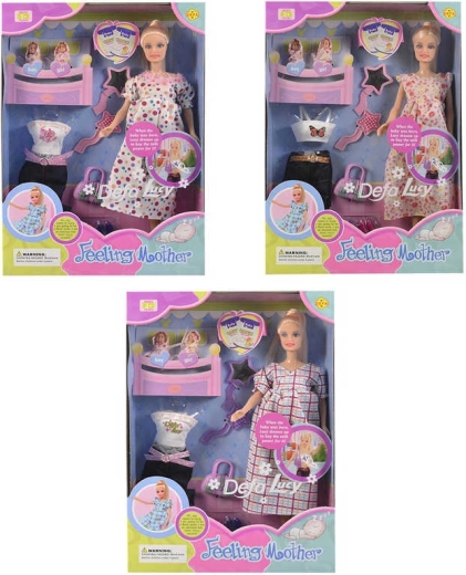 Muñeca Defa Lucy mamá embarazada con gemelos y accesorios 30 cm - 1 set