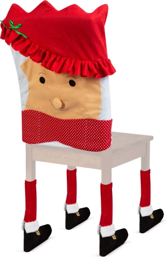Decoración navideña para silla con motivo de la esposa de Papá Noel, 50 × 55 cm, roja/blanca