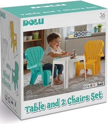 Mesa infantil blanca Dolu con 2 sillas