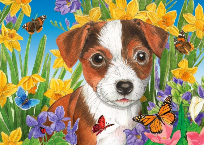 Puzzle Cachorrito en el jardín 1000 piezas