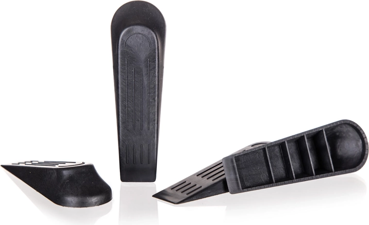 Tope de puerta tipo cuña, set de 4 uds, negro