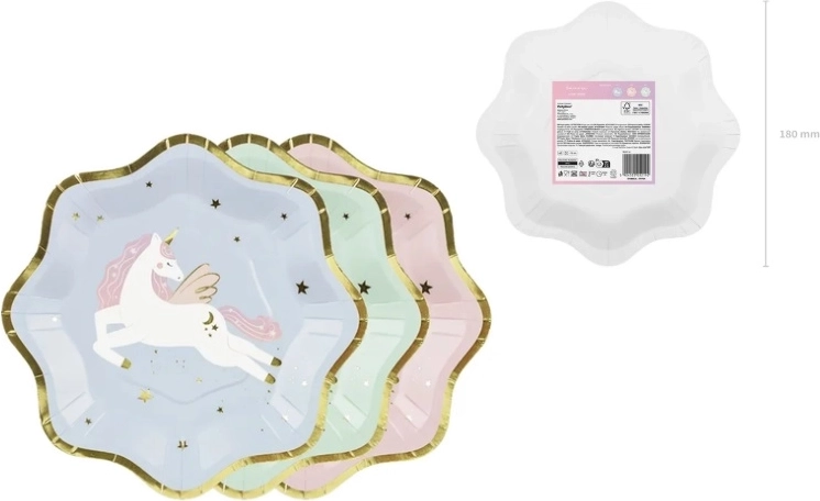 Platos con unicornio mix 18 × 18 cm (6 uds.)
