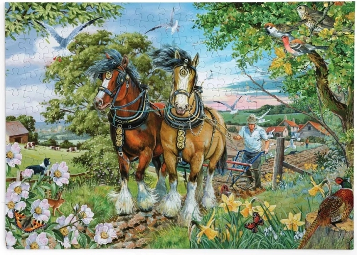 Puzzle La belleza y la fuerza de los caballos con piezas grandes