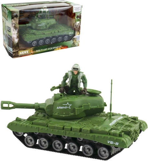 Set de juego de tanque militar con mecanismo de inercia, con figura y accesorios, 26 cm