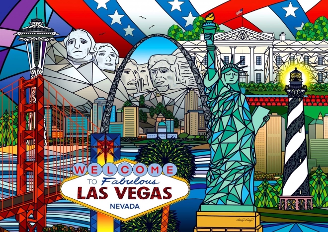 Puzzle ENJOY collage de monumentos estadounidenses – 1000 piezas
