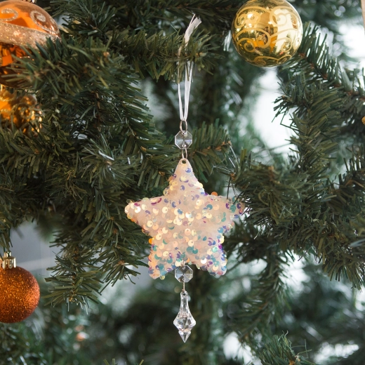 Adorno navideño para árbol de acrílico, iridiscente - 1 unidad