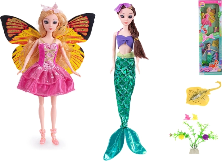 Set de muñecas hada y sirena de 29 cm con accesorios