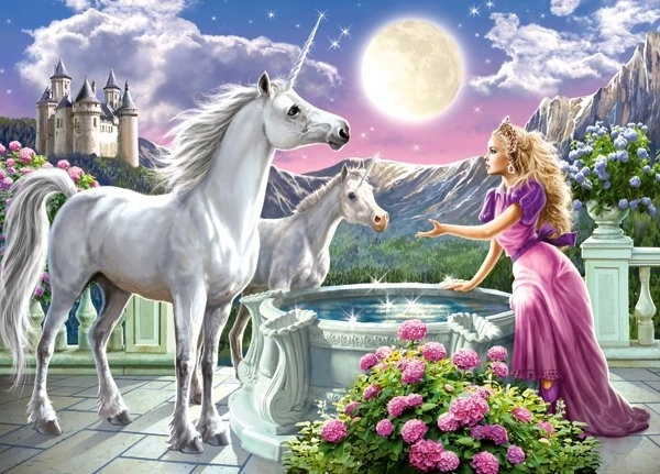 Puzzle de 120 piezas – princesa y su unicornio