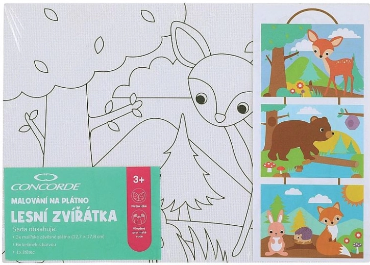 Pintura en lienzo CONCORDE – animalitos del bosque, set para niños