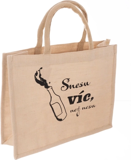 Bolsa de la compra de yute beige con la inscripción «Snesu…» 38 × 16 × 31 cm