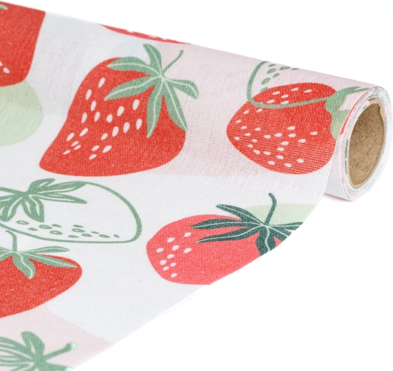 Camino de mesa decorativo con motivo de fresas silvestres, 180 × 28 cm