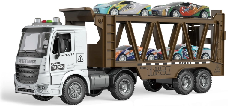 Camión transportador con coches con efectos de luz y sonido 38 cm