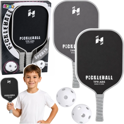 Set de pickleball: 2 palas y 2 pelotas negro-gris