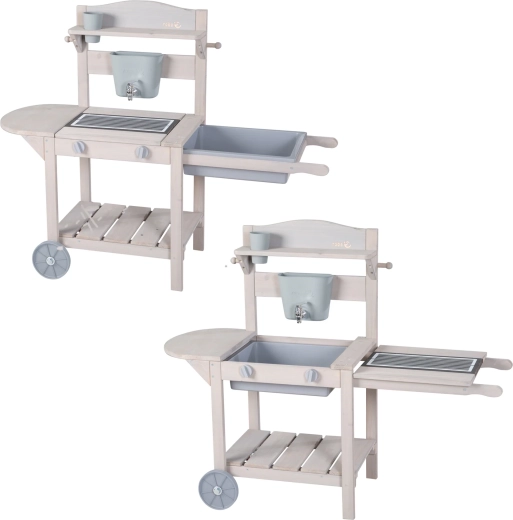 Cocina infantil móvil de exterior Roba con parrilla, gris