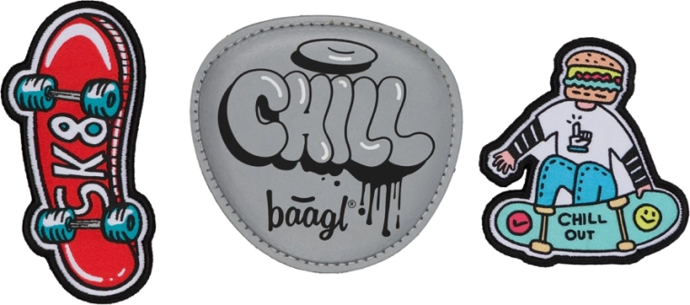 Insignias intercambiables BAAGL Baaglies – set de 3 uds Chill Skate