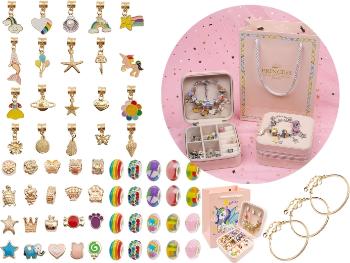 Set arcoíris para crear joyas y pulseras con cuentas y colgantes
