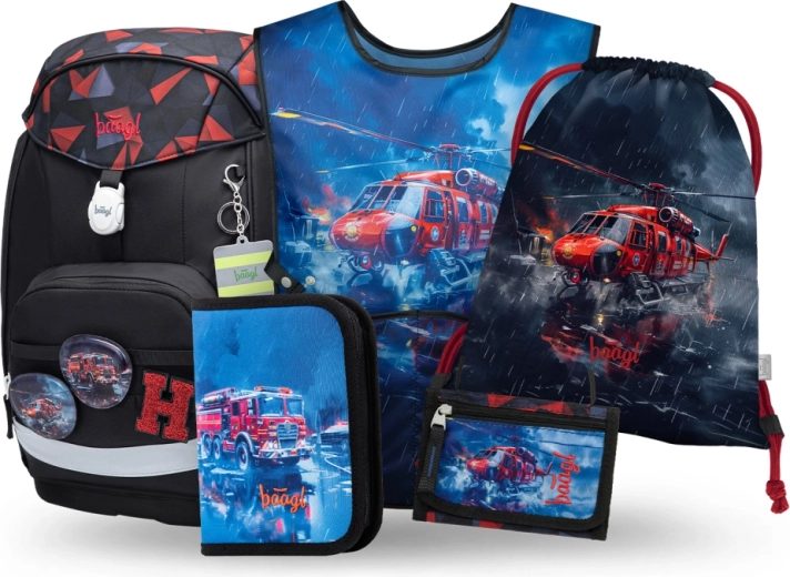 Set escolar Baagl Airy Plus Rescatadores – mochila, estuche, bolsa, delantal y monedero