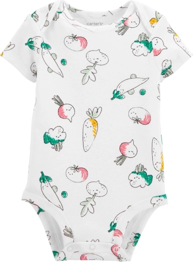 Body infantil Carter’s de manga corta Ivory Vegetables, niña, talla 56