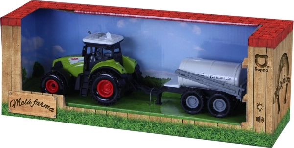 Tractor de plástico con sonido y luz con remolque pulverizador