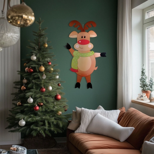 Decoración navideña de papel con forma de reno de 90 cm