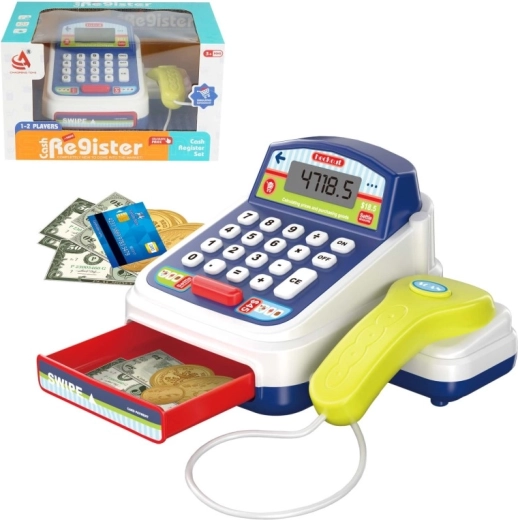 Caja registradora a pilas con accesorios