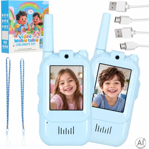 Walkie-talkies con vídeo infantiles azules - 2 unidades