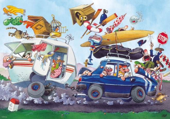 Puzzle Heye Cartoon Classics: Salida de vacaciones – 500 piezas