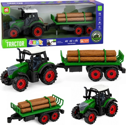 Tractor agrícola infantil con remolque para madera con sistema de inercia 35 cm