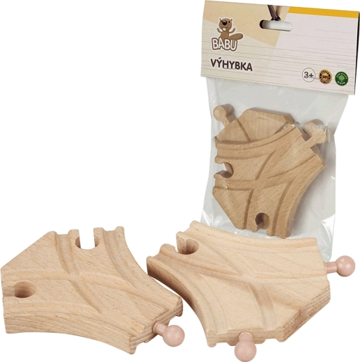 BABU trenes – desvío de vía de madera 9,5 cm, 2 uds