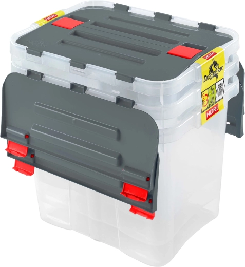 Cajas de almacenamiento de plástico Heidrun con tapa Dragon 24 l (3 uds)