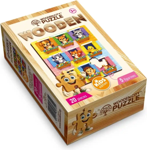 Puzzle de madera Wooden City Animales en la casa de cuento, 20 piezas