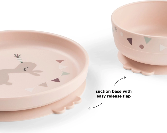 Set de vajilla Done by Deer Foodie con ventosa Celebration – Rosa