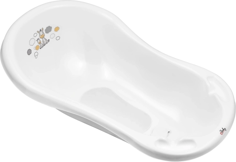 Bañera infantil Maltex con tapón y base antideslizante Zebra 84 cm blanca