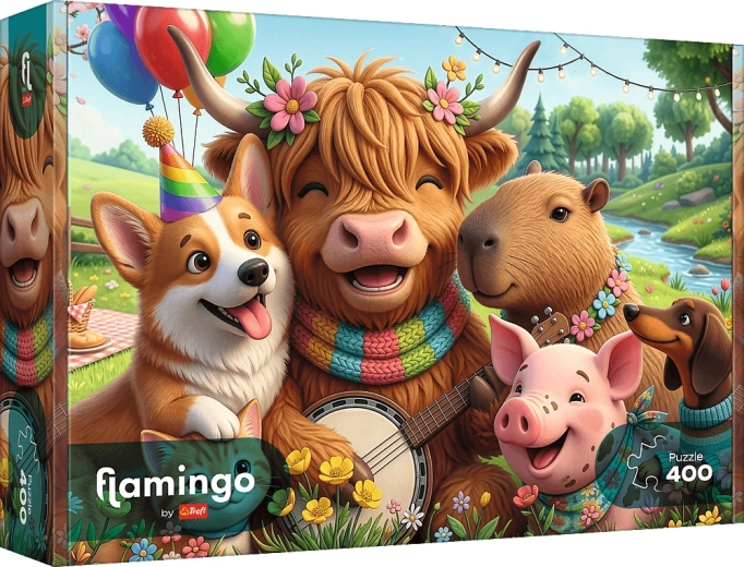 Puzzle Trefl Flamingo: pandilla de cumpleaños 400 piezas