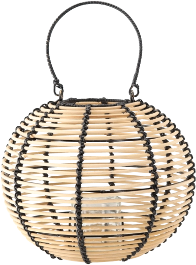 Farol de madera 29 × 24 cm en color natural y negro