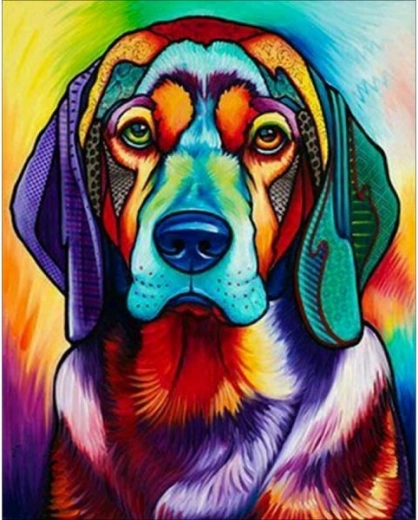 Bordado de diamantes (diamond painting) – perro en color 30 × 40 cm - 1 pieza