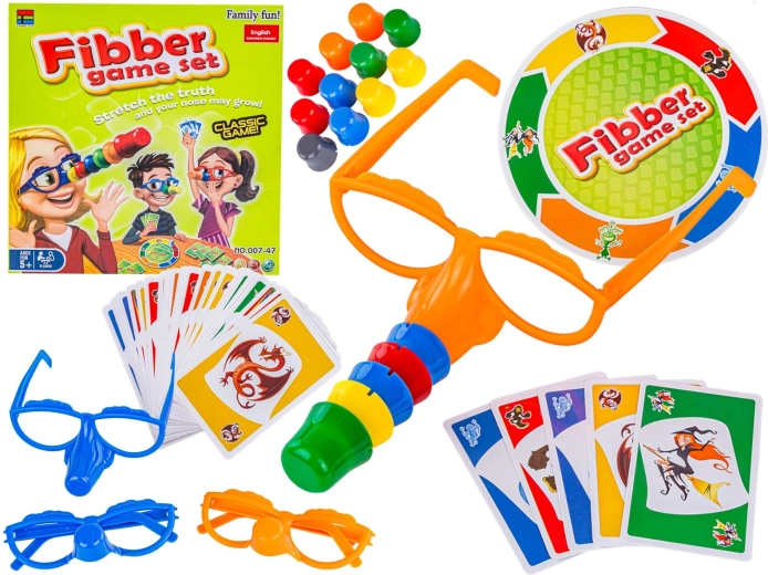 Juego familiar Klamář (Kłamca) – cartas, nariz de Pinocho y gafas