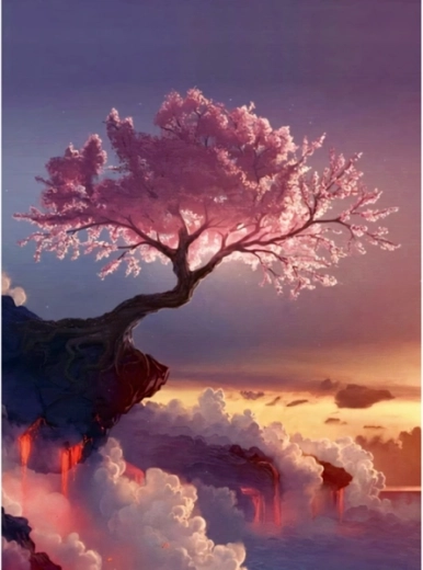 Mosaico de diamantes (diamond painting) árbol en las nubes 30 × 40 cm - 1 pieza