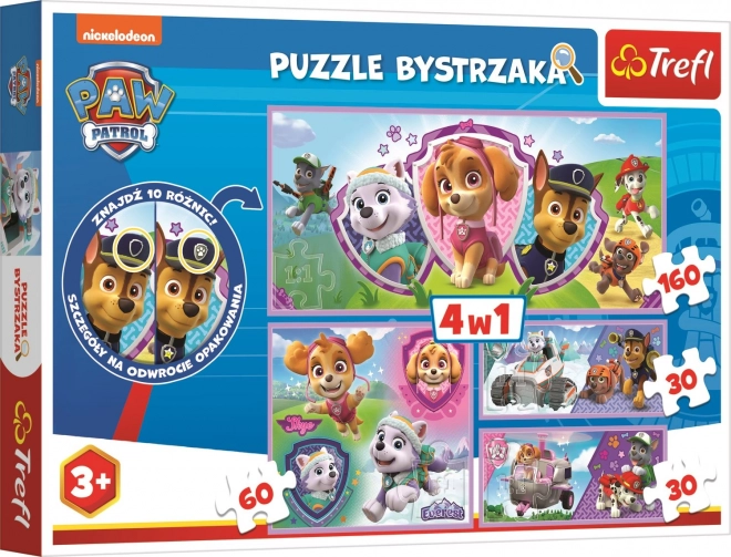 Puzzle con búsqueda de diferencias Patrulla Canina de Trefl 4 en 1