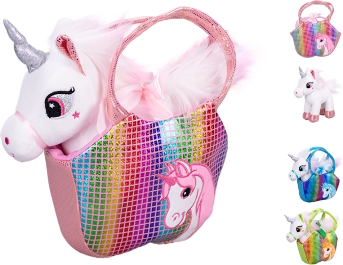 Unicornio de peluche con bolso 22 cm