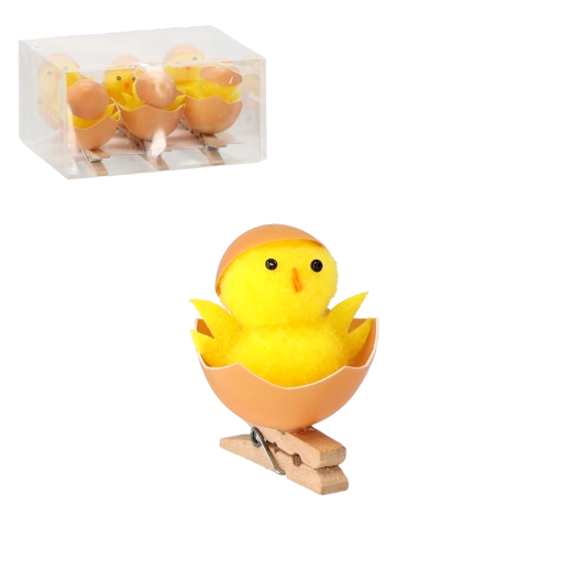 Pollitos de Pascua en media cáscara de huevo – set de 6 uds. con clip