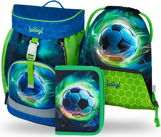 Conjunto Baagl Airy Balón de Fútbol: Mochila escolar, Estuche y Bolsa