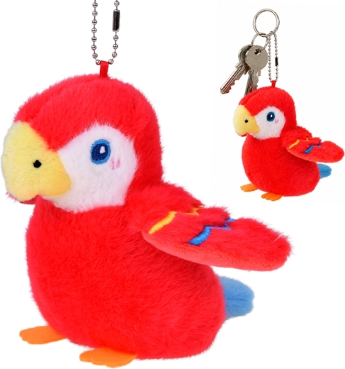 Loro de peluche Rico Rubí con silbato y colgante 13 cm - 1 unidad