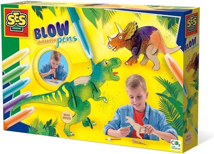 SES Creative rotuladores soplables con efecto aerógrafo – dinosaurios