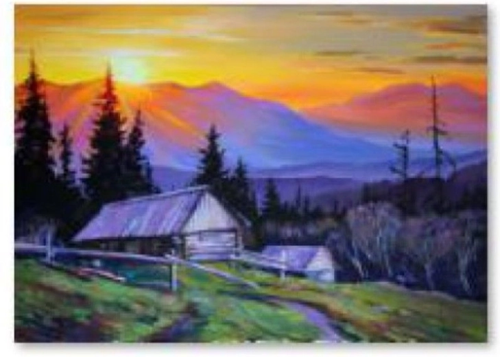 Pintura de diamantes – montañas al atardecer 40 × 30 cm