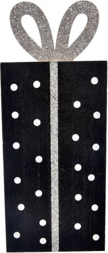 Decoración de madera con forma de regalo negra 22 cm