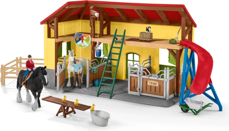 Schleich Farm World establo para caballos con accesorios